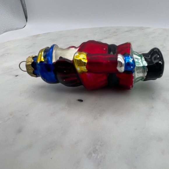 Blown Glass Nutcracker Ornament Christmas Soldier Red, Yellow, and Blue - Picture 3 of 8